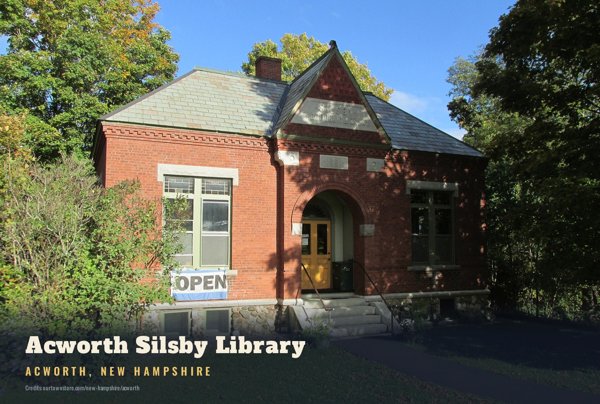Acworth Acworth Silsby Library Postcard artwork detail