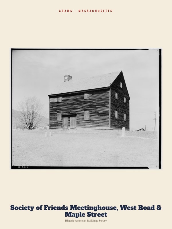 Adams Society of Friends Meetinghouse, West Road & Maple Street Archive Print artwork detail