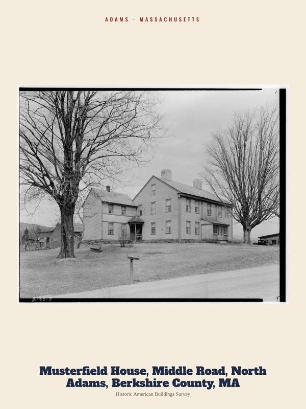 Adams Musterfield House, Middle Road, North Adams, Berkshire County, MA Archive Print artwork detail