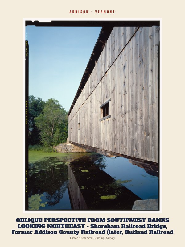 Addison OBLIQUE PERSPECTIVE FROM SOUTHWEST BANKS LOOKING NORTHEAST  - Shoreham Railroad Bridge, Former Addison County Railroad (later, Rutland Railroad Archive Print artwork detail