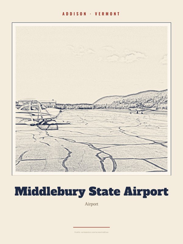 Addison Middlebury State Airport Landmark Print artwork detail
