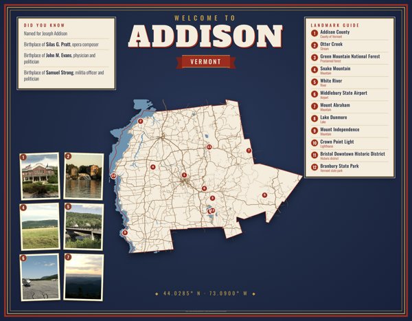 Addison Map Placemat artwork detail