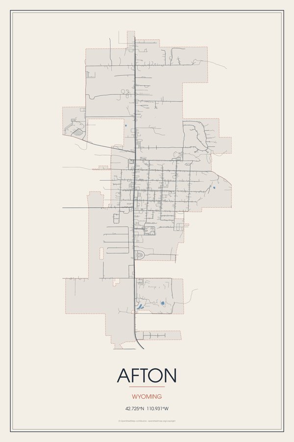 Afton Street Map Poster · Linen artwork detail