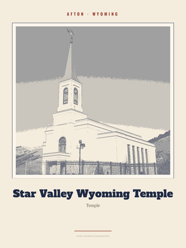 Afton Star Valley Wyoming Temple Landmark Print artwork detail