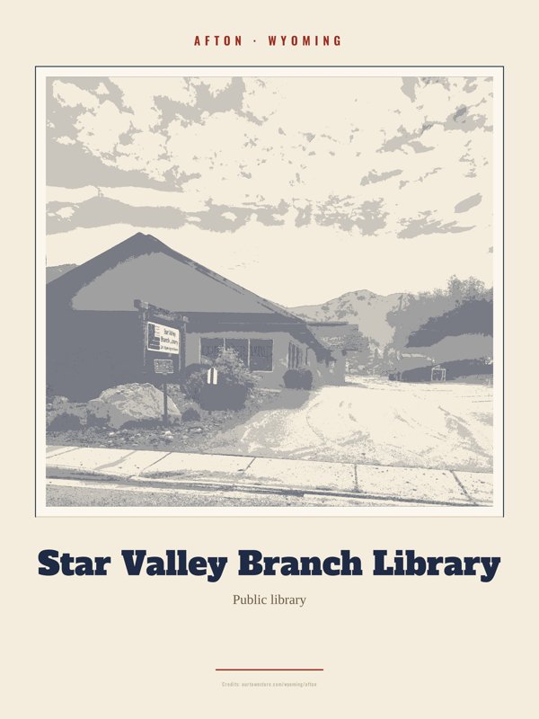 Afton Star Valley Branch Library Landmark Print artwork detail
