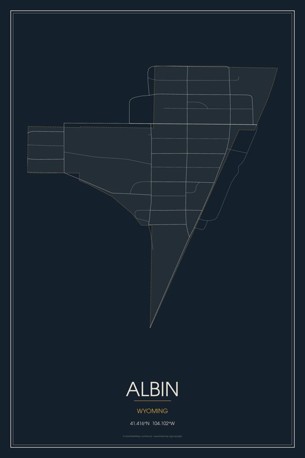 Albin Street Map Poster · Midnight artwork detail