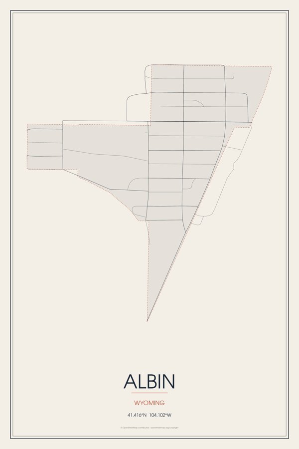 Albin Street Map Poster · Linen artwork detail