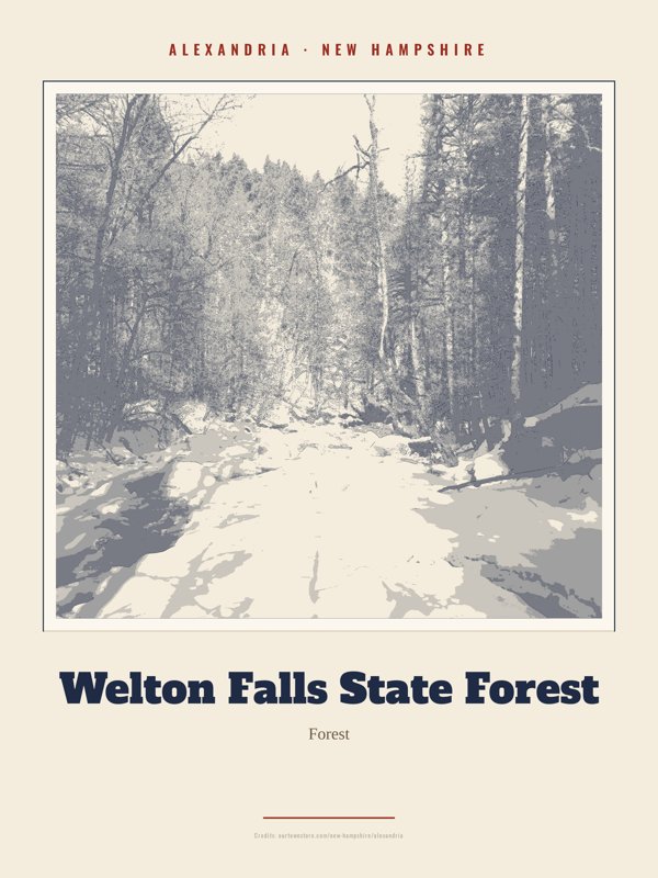 Alexandria Welton Falls State Forest Landmark Print artwork detail
