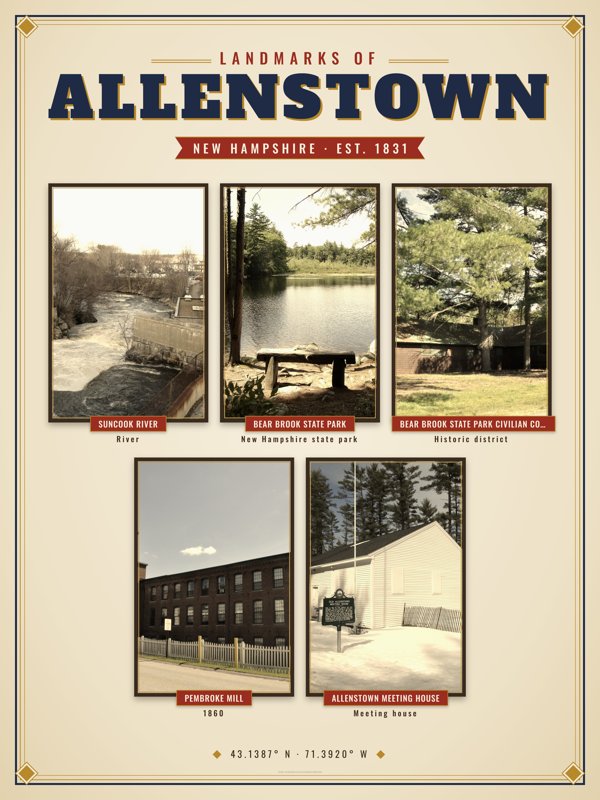 Allenstown Landmarks Photo Poster artwork detail