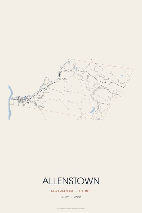 Allenstown Street Map Poster · Linen artwork detail