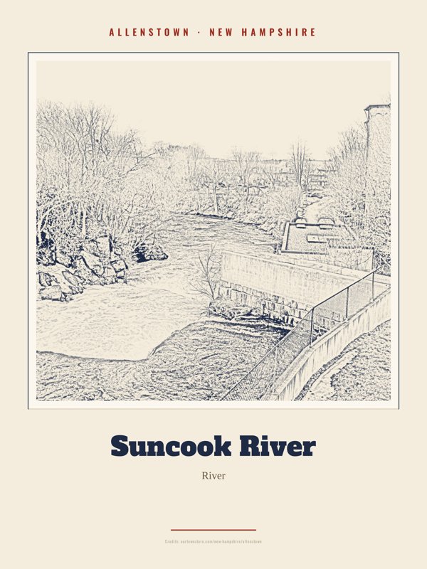 Allenstown Suncook River Landmark Print artwork detail