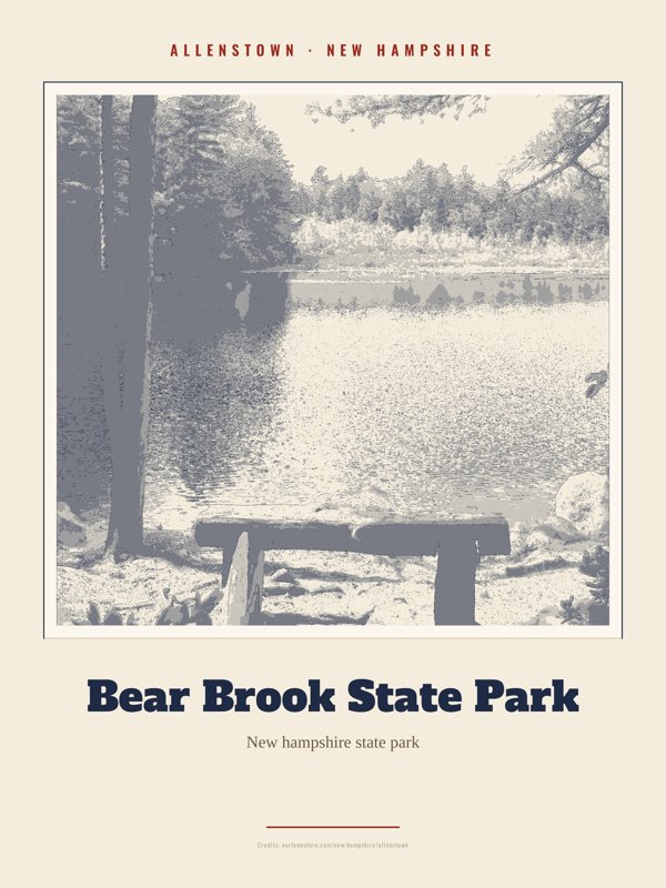 Allenstown Bear Brook State Park Landmark Print artwork detail