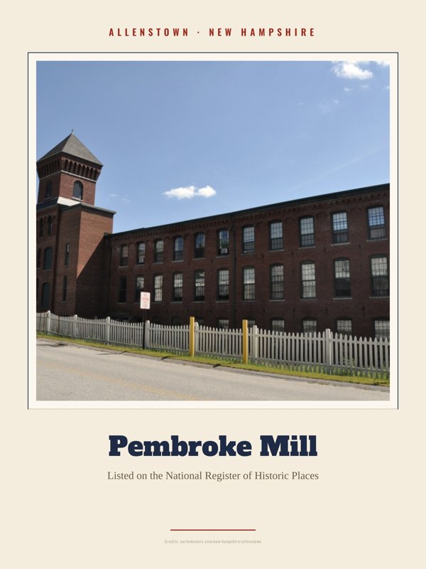 Allenstown Pembroke Mill Landmark Print artwork detail