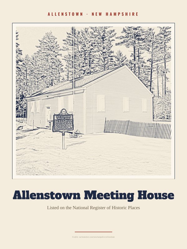 Allenstown Allenstown Meeting House Landmark Print artwork detail