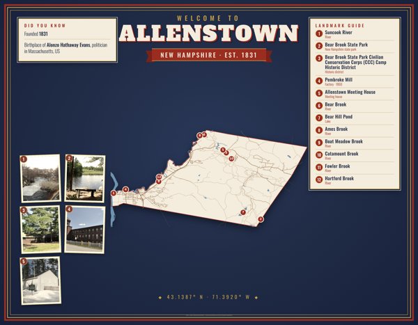 Allenstown Map Placemat artwork detail