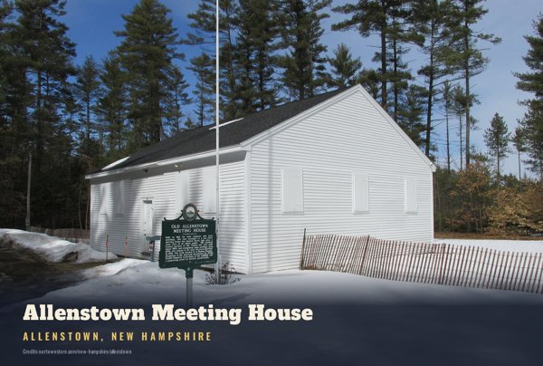 Allenstown Allenstown Meeting House Postcard artwork detail