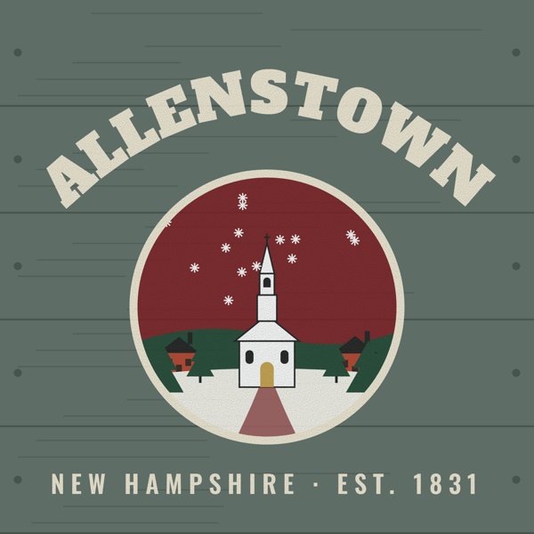 Allenstown Hometown Wood Sign artwork detail