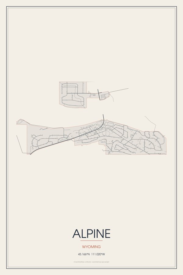 Alpine Street Map Poster · Linen artwork detail