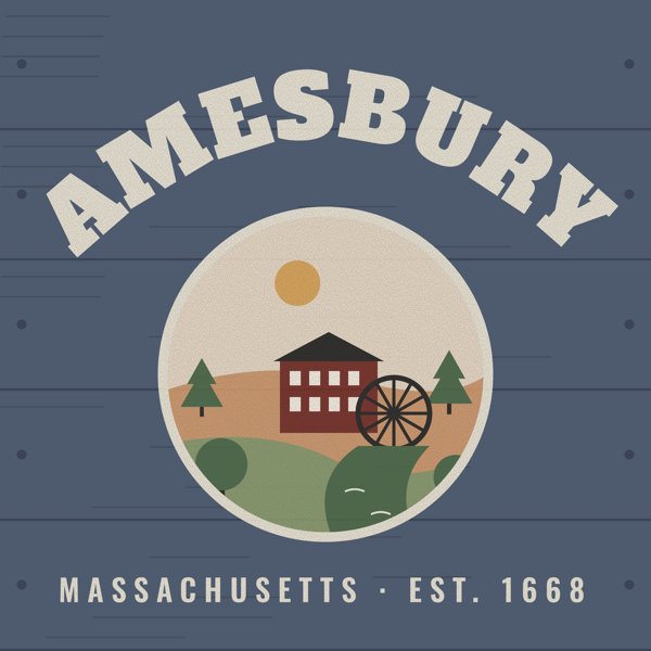 Amesbury Hometown Wood Sign artwork detail