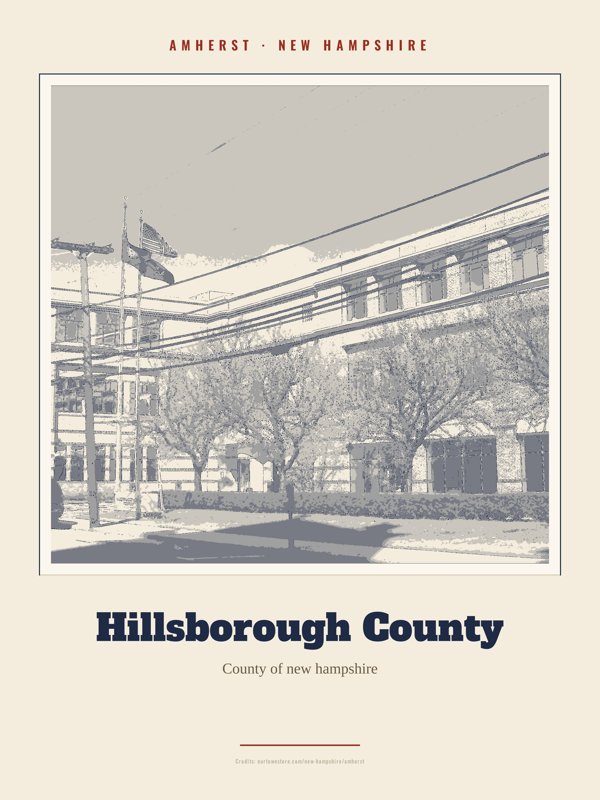 Amherst Hillsborough County Landmark Print artwork detail