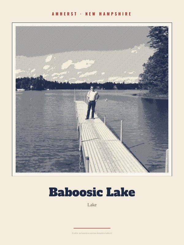 Amherst Baboosic Lake Landmark Print artwork detail