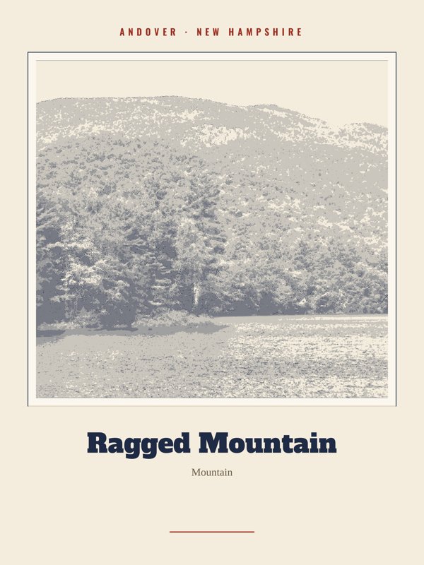 Andover Ragged Mountain Landmark Print artwork detail