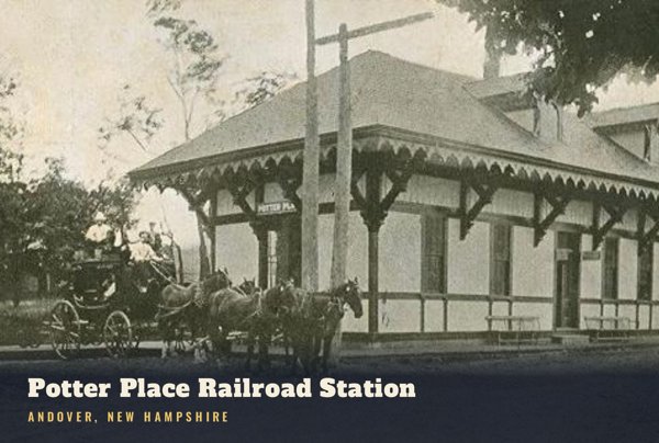 Andover Potter Place Railroad Station Postcard artwork detail