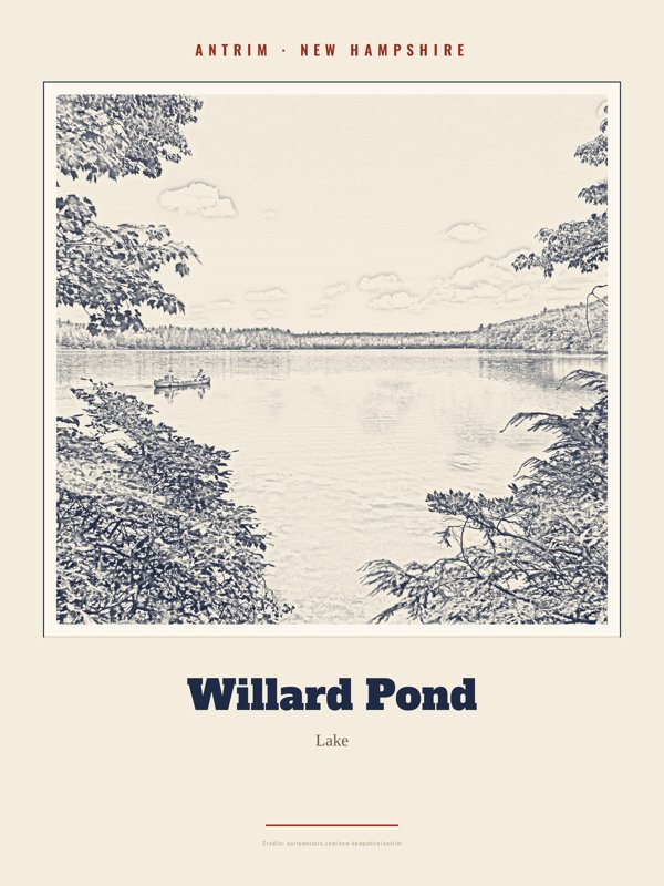 Antrim Willard Pond Landmark Print artwork detail