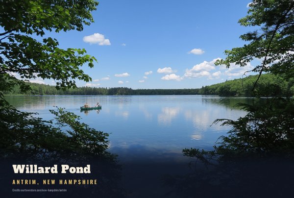 Antrim Willard Pond Postcard artwork detail