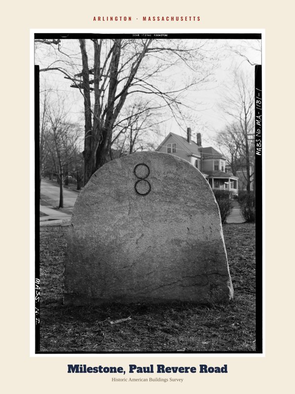 Arlington Milestone, Paul Revere Road Archive Print artwork detail