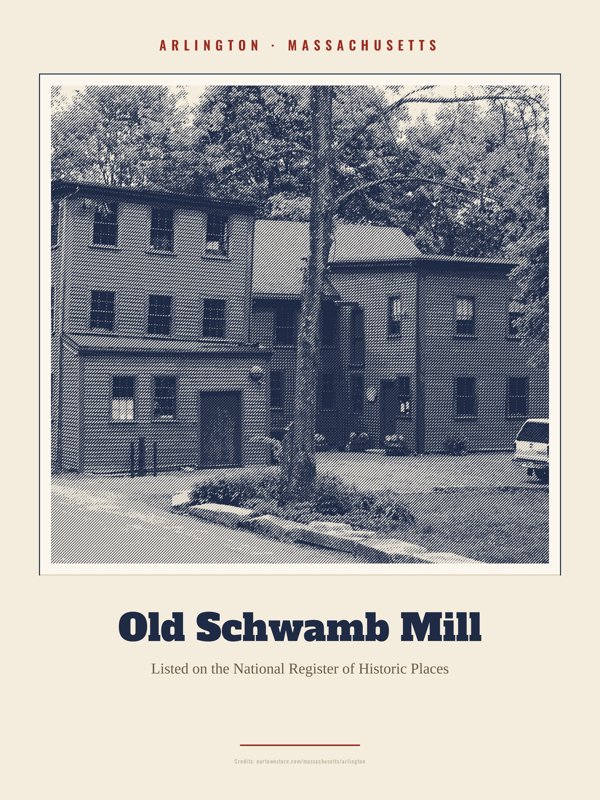 Arlington Old Schwamb Mill Landmark Print artwork detail