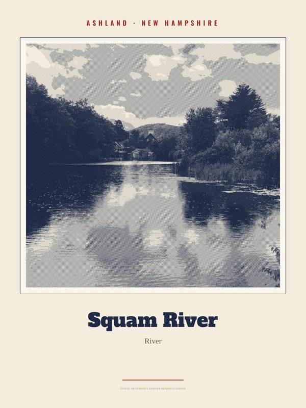 Ashland Squam River Landmark Print artwork detail