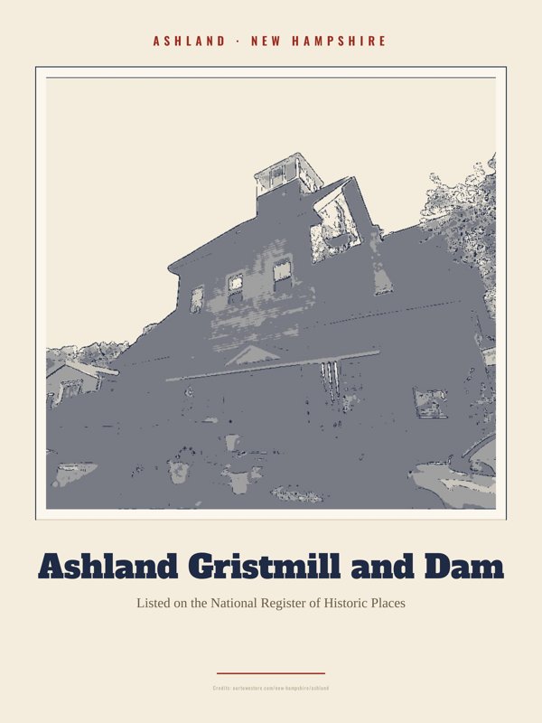Ashland Ashland Gristmill and Dam Landmark Print artwork detail