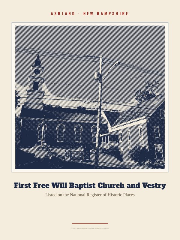 Ashland First Free Will Baptist Church and Vestry Landmark Print artwork detail