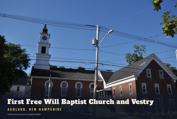 Ashland First Free Will Baptist Church and Vestry Postcard artwork detail
