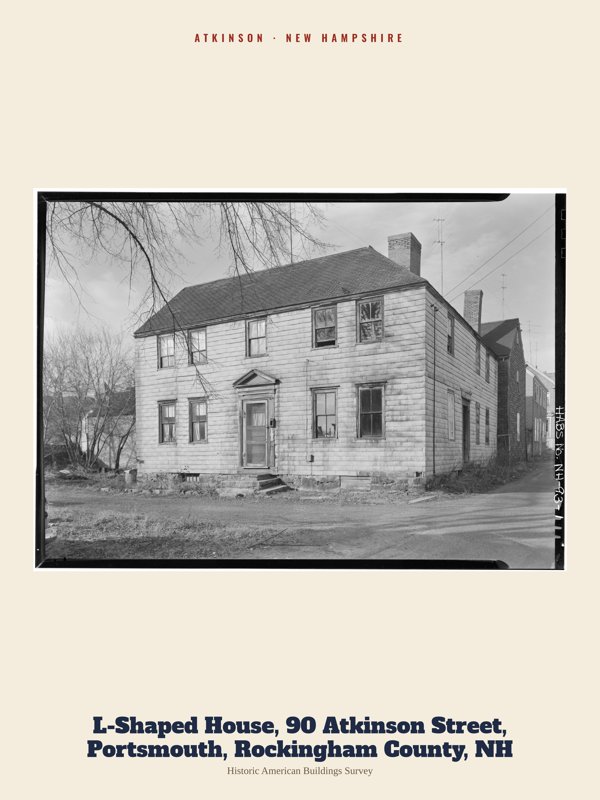 Atkinson L-Shaped House, 90 Atkinson Street, Portsmouth, Rockingham County, NH Archive Print artwork detail