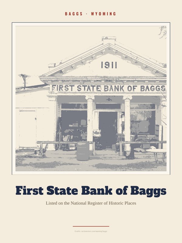 Baggs First State Bank of Baggs Landmark Print artwork detail