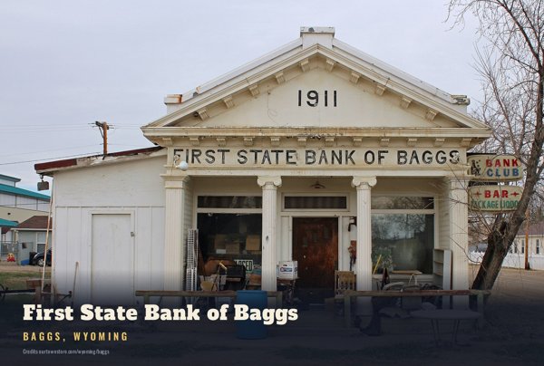 Baggs First State Bank of Baggs Postcard artwork detail
