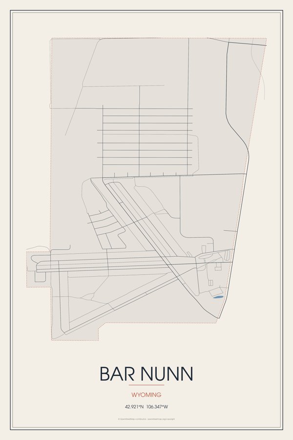 Bar Nunn Street Map Poster · Linen artwork detail