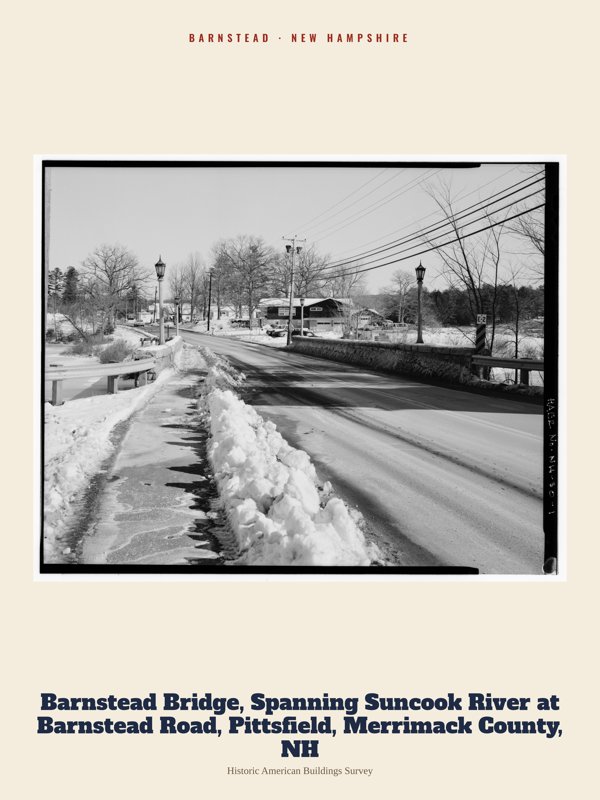 Barnstead Barnstead Bridge, Spanning Suncook River at Barnstead Road, Pittsfield, Merrimack County, NH Archive Print artwork detail