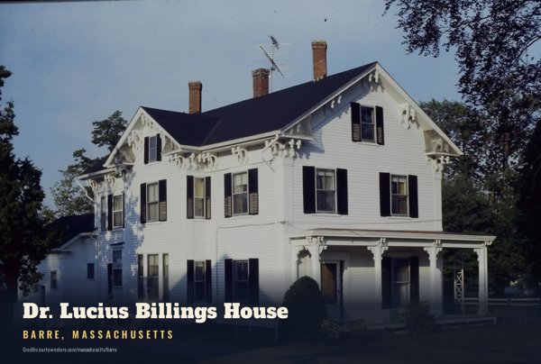 Barre Dr. Lucius Billings House Postcard artwork detail