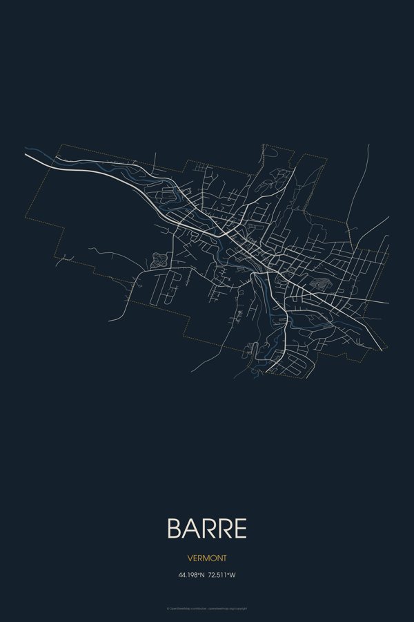 Barre Street Map Throw Blanket artwork detail