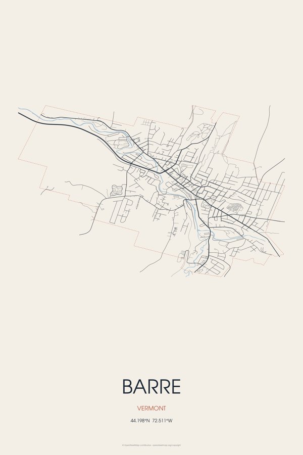 Barre Street Map Poster · Linen artwork detail