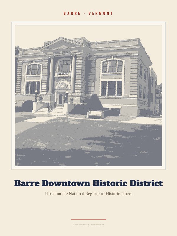 Barre Barre Downtown Historic District Landmark Print artwork detail