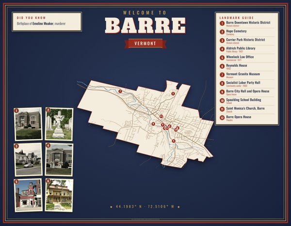 Barre Map Placemat artwork detail