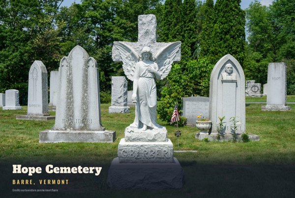 Barre Hope Cemetery Postcard artwork detail