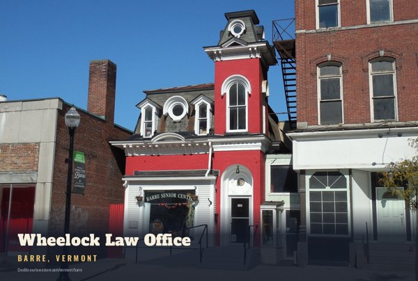 Barre Wheelock Law Office Postcard artwork detail