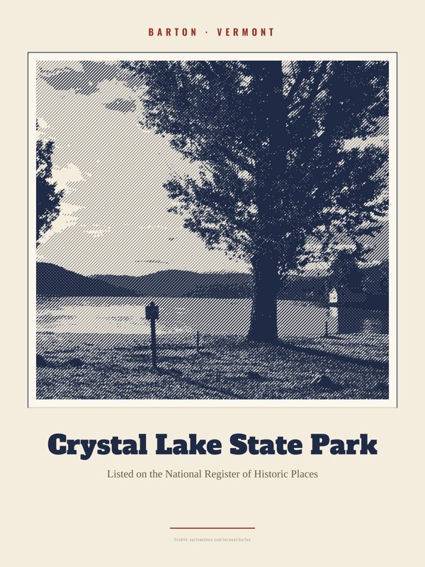 Barton Crystal Lake State Park Landmark Print artwork detail