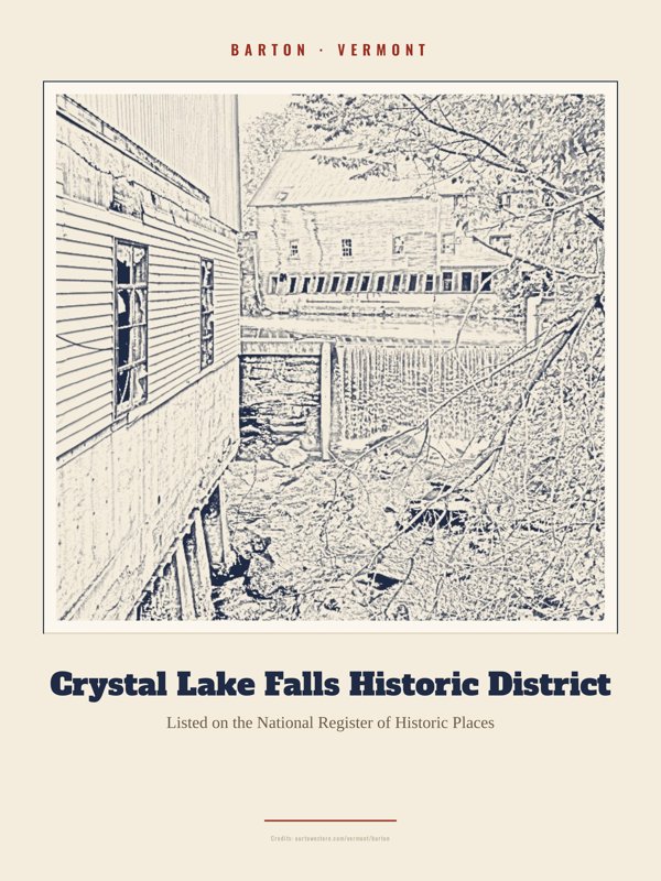 Barton Crystal Lake Falls Historic District Landmark Print artwork detail