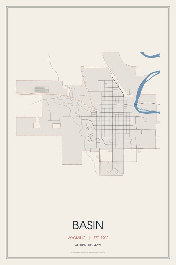 Basin Street Map Poster · Linen artwork detail